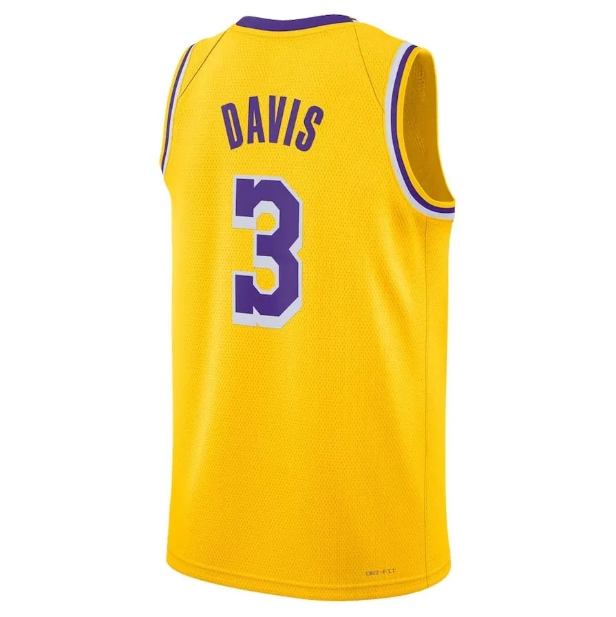 LA.Lakers #3 Anthony Davis Gold Swingman Jersey - Icon Edition Stitched American Basketball Jersey