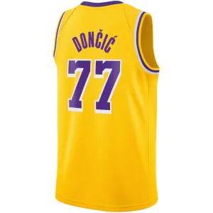 LA.Lakers #77 Luka Dončić Icon Edition Swingman Jersey - Gold Stitched American Basketball Jersey
