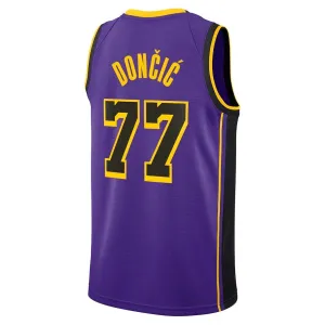 LA.Lakers #77 Luka Dončić Statement Edition Swingman Jersey - Purple Stitched American Basketball Jersey