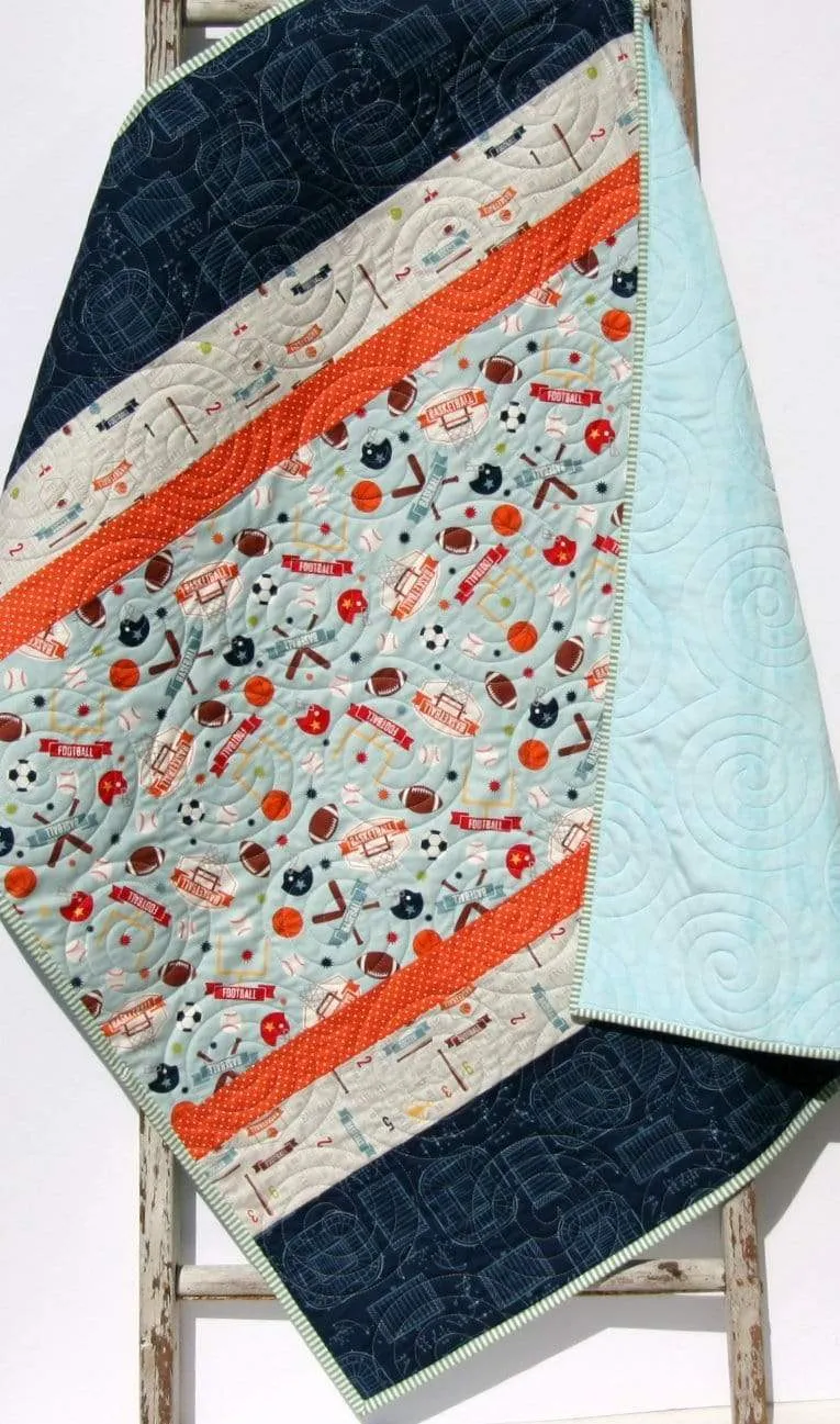 LAST ONE Sports Quilt for Boys, Baseball Blanket, Soccer Football Basketball Nursery Crib Bedding Decor Gift Baby Toddler Personalized Minky Name