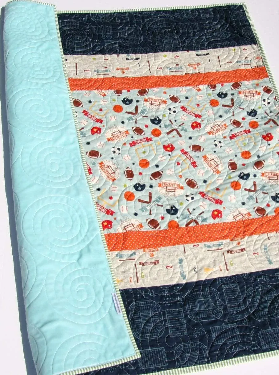 LAST ONE Sports Quilt for Boys, Baseball Blanket, Soccer Football Basketball Nursery Crib Bedding Decor Gift Baby Toddler Personalized Minky Name