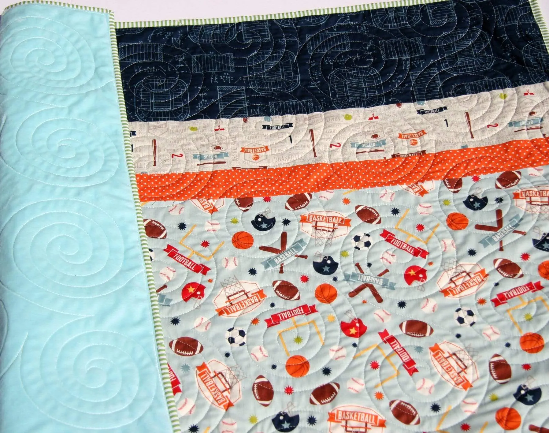 LAST ONE Sports Quilt for Boys, Baseball Blanket, Soccer Football Basketball Nursery Crib Bedding Decor Gift Baby Toddler Personalized Minky Name