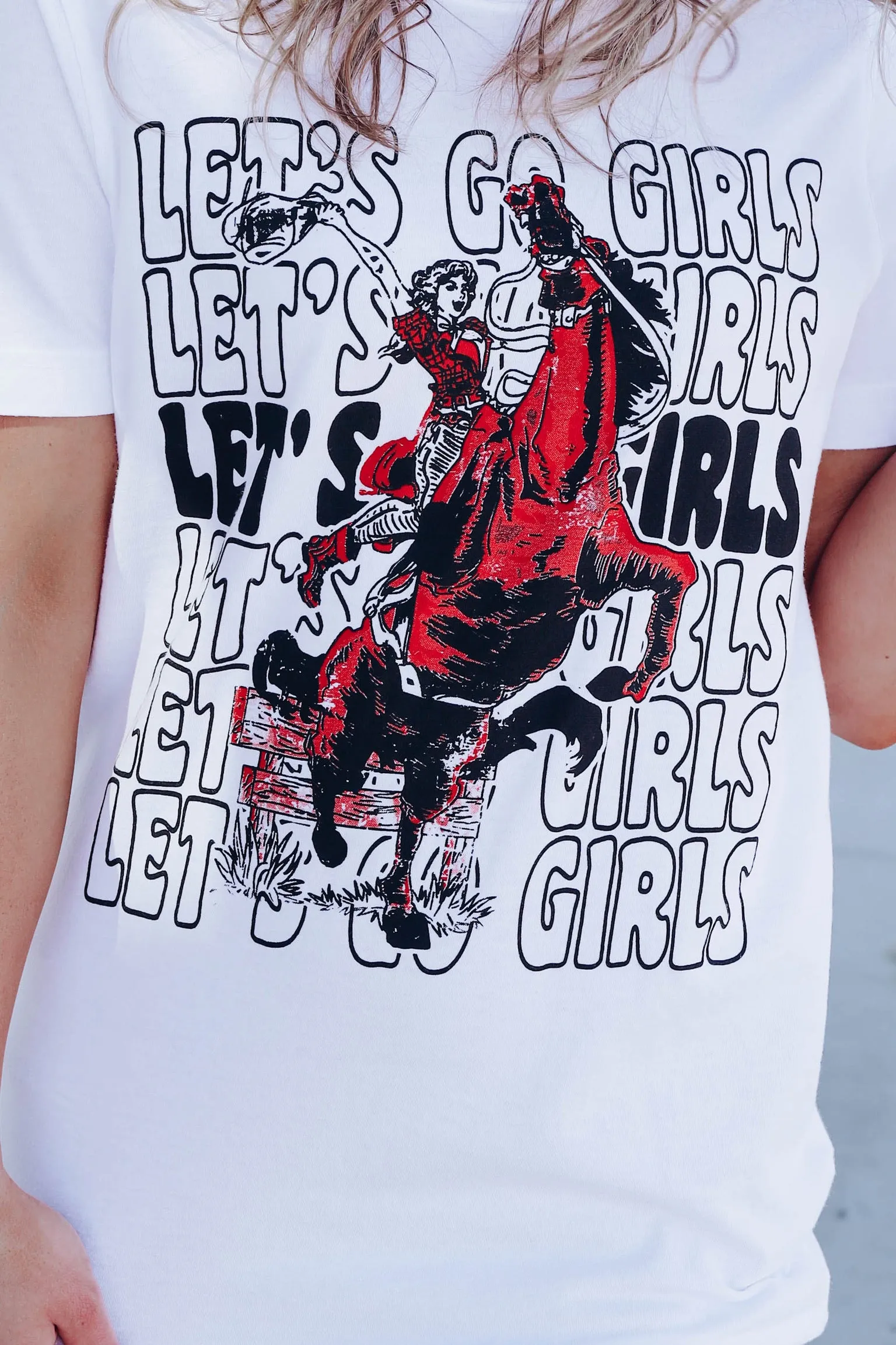 Let's Go Girls Cowgirl Graphic Tee - White