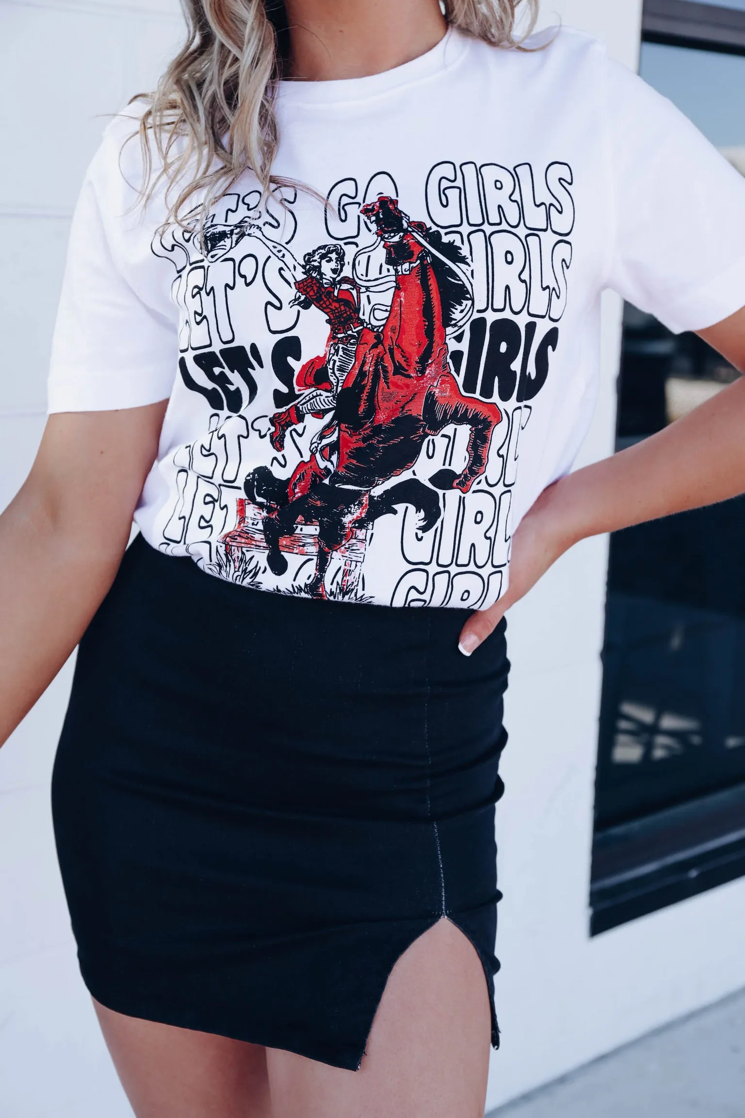 Let's Go Girls Cowgirl Graphic Tee - White
