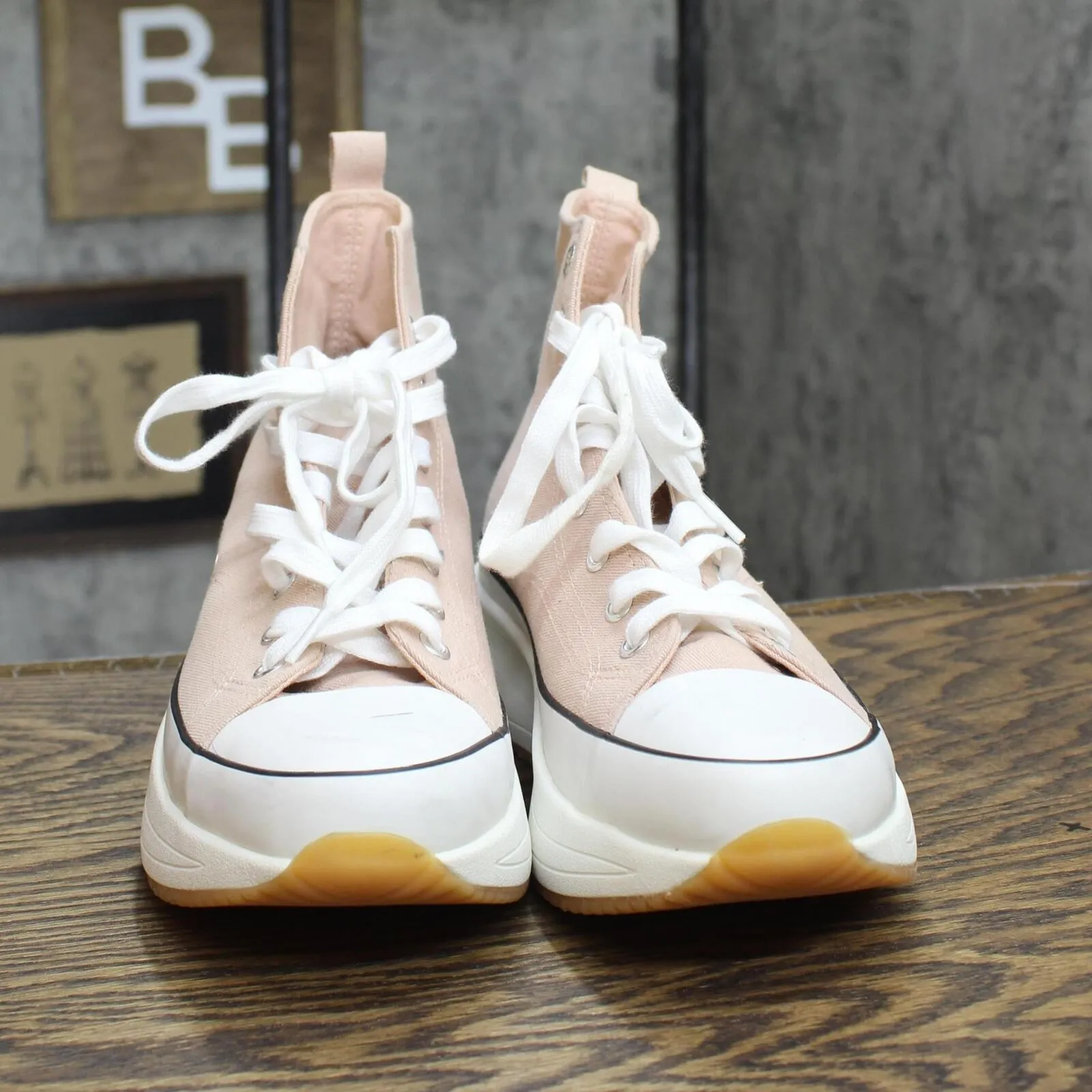 Madden Girl Womens Winnona Flatform High-Top Sneakers Snea Nude Brown Pink 9.5M