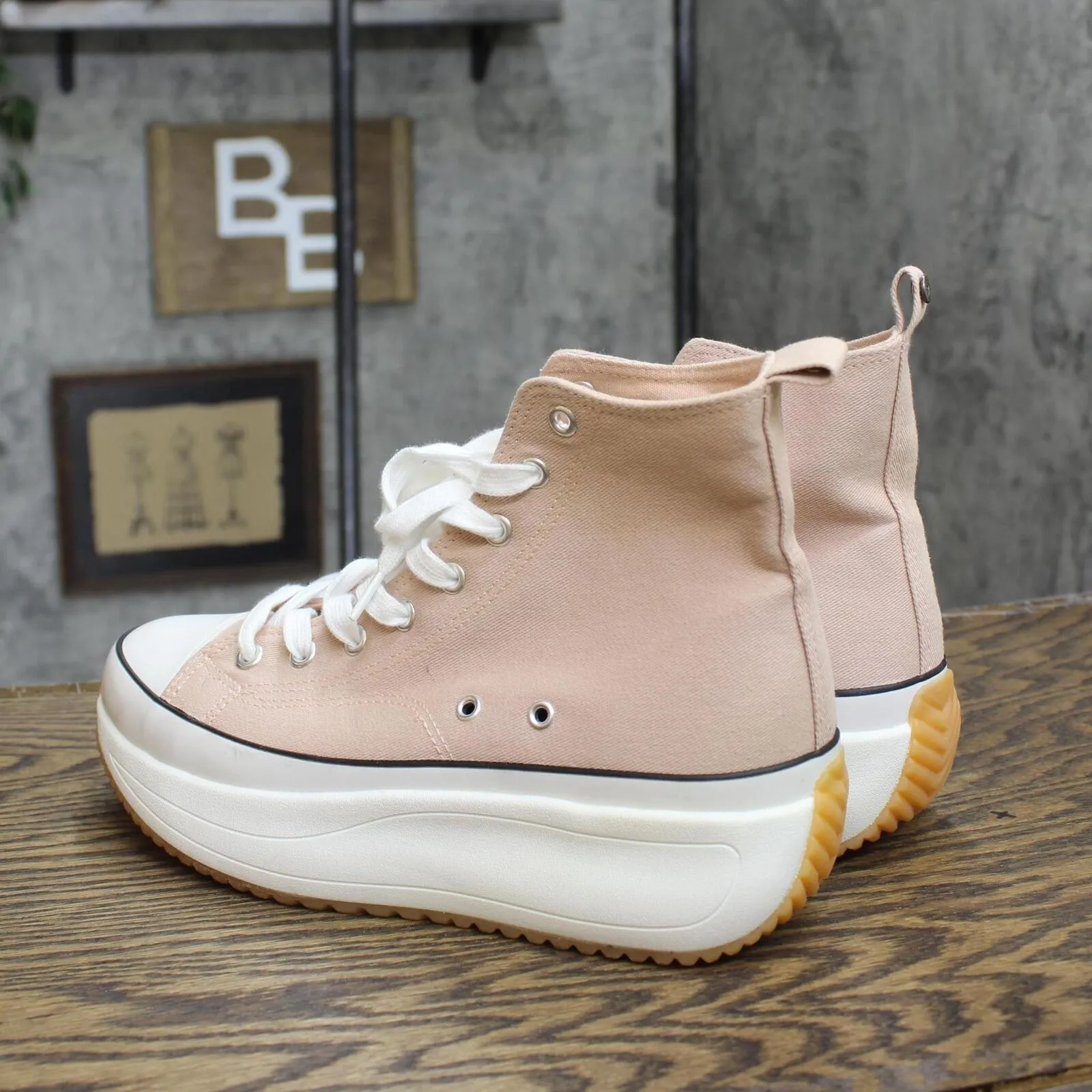 Madden Girl Womens Winnona Flatform High-Top Sneakers Snea Nude Brown Pink 9.5M