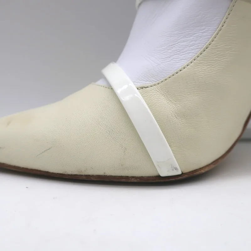 Malone Souliers Madison Ankle Boots Cream Leather Size 41 Pointed Toe Booties