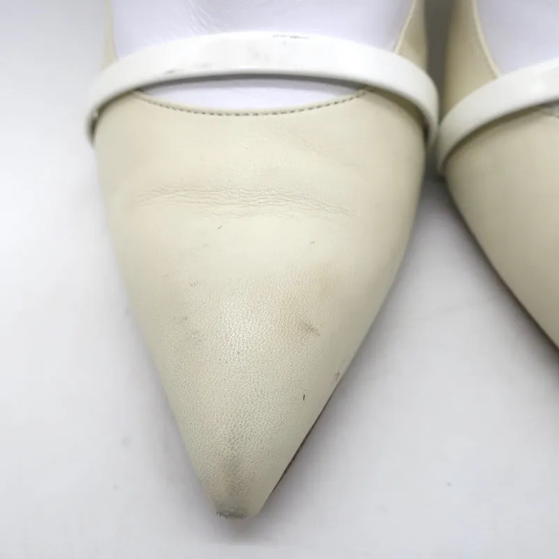 Malone Souliers Madison Ankle Boots Cream Leather Size 41 Pointed Toe Booties