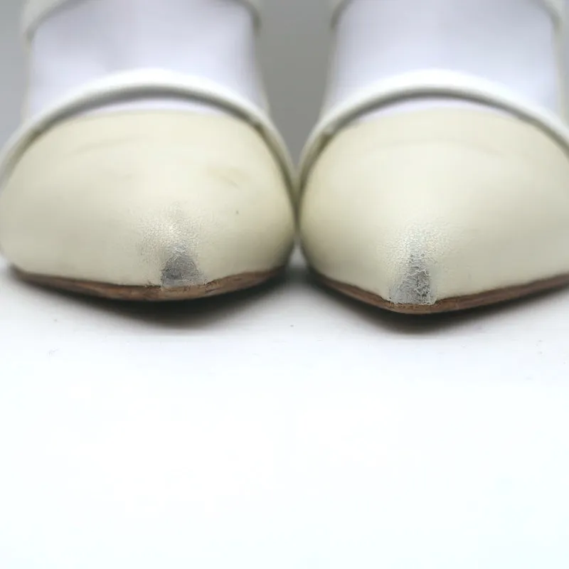 Malone Souliers Madison Ankle Boots Cream Leather Size 41 Pointed Toe Booties