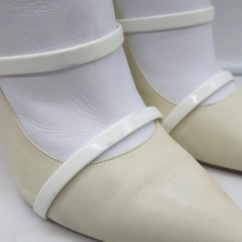 Malone Souliers Madison Ankle Boots Cream Leather Size 41 Pointed Toe Booties