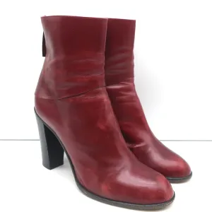 Marc Jacobs High Heel Ankle Boots Red Leather Size 40.5