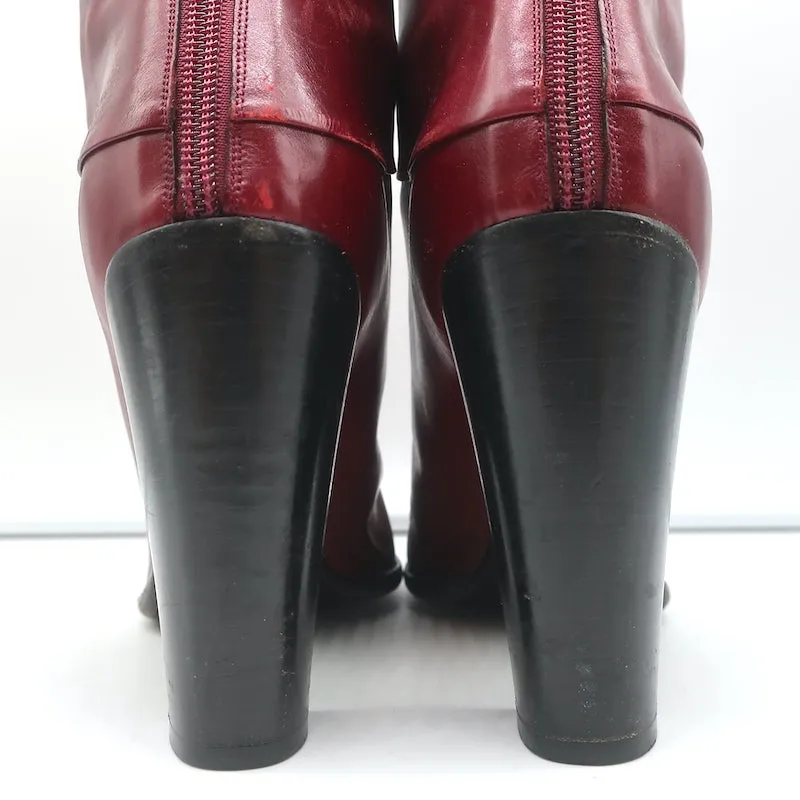 Marc Jacobs High Heel Ankle Boots Red Leather Size 40.5