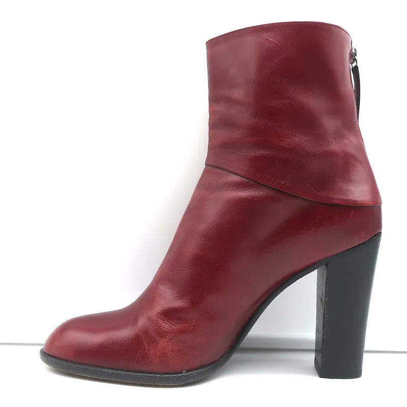 Marc Jacobs High Heel Ankle Boots Red Leather Size 40.5