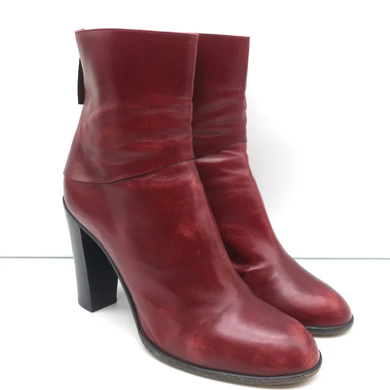 Marc Jacobs High Heel Ankle Boots Red Leather Size 40.5