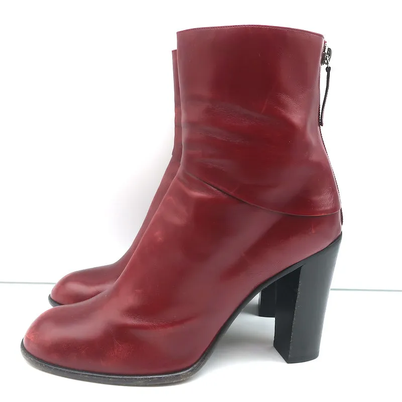 Marc Jacobs High Heel Ankle Boots Red Leather Size 40.5