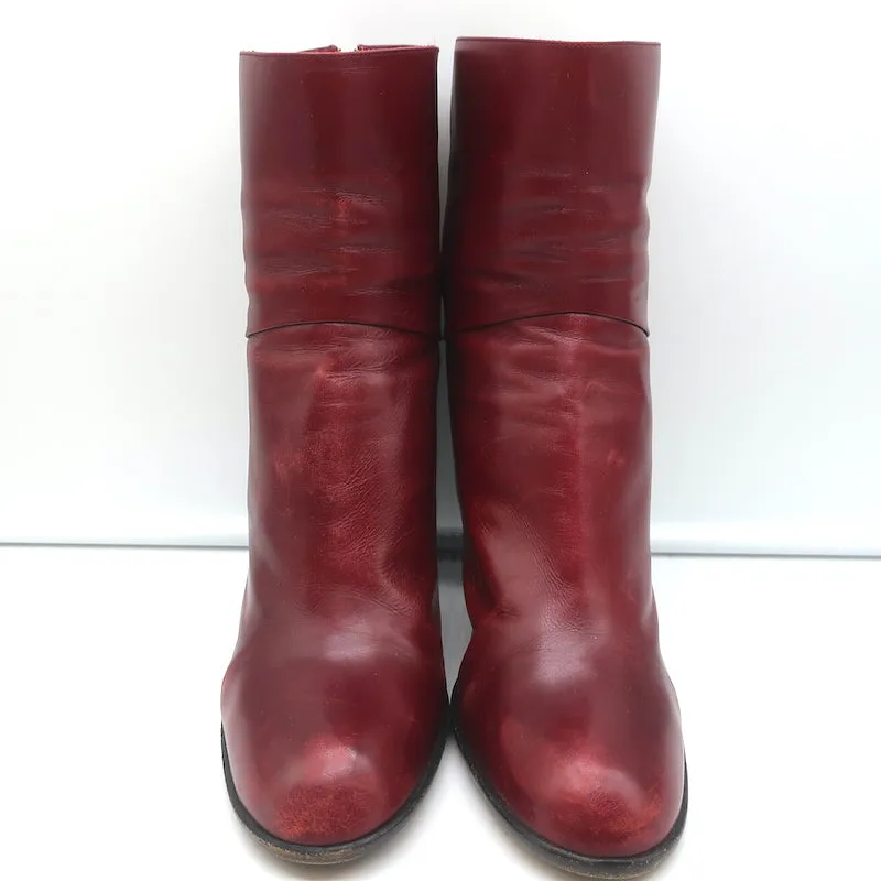 Marc Jacobs High Heel Ankle Boots Red Leather Size 40.5