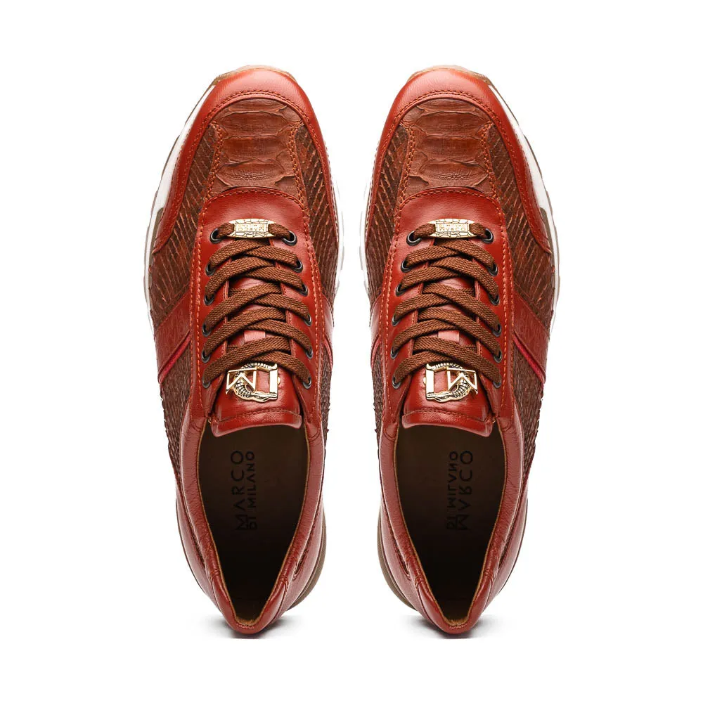 Marco Di Milano Brescia Antique Cognac Python & Calfskin Sneakers