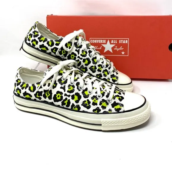 💖MEGA SALE💖Converse CHUCK 70 OX EGRET Black Leopard Print Low Men's 164410C