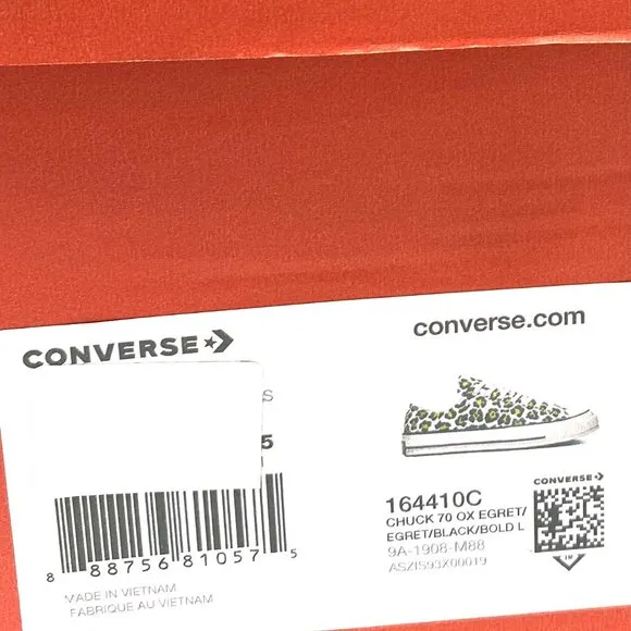 💖MEGA SALE💖Converse CHUCK 70 OX EGRET Black Leopard Print Low Men's 164410C