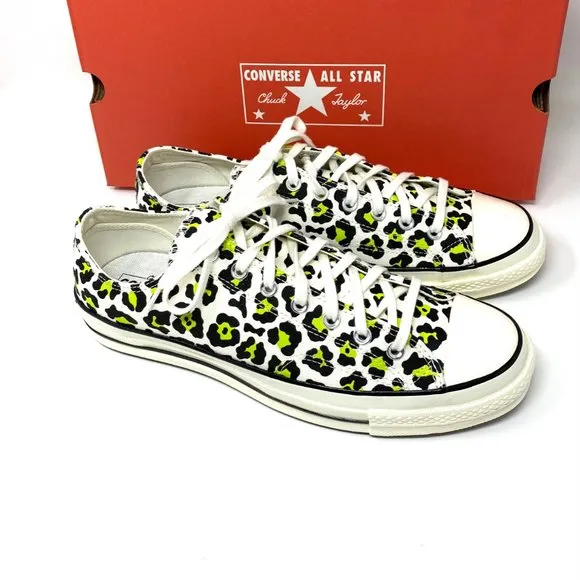 💖MEGA SALE💖Converse CHUCK 70 OX EGRET Black Leopard Print Low Men's 164410C