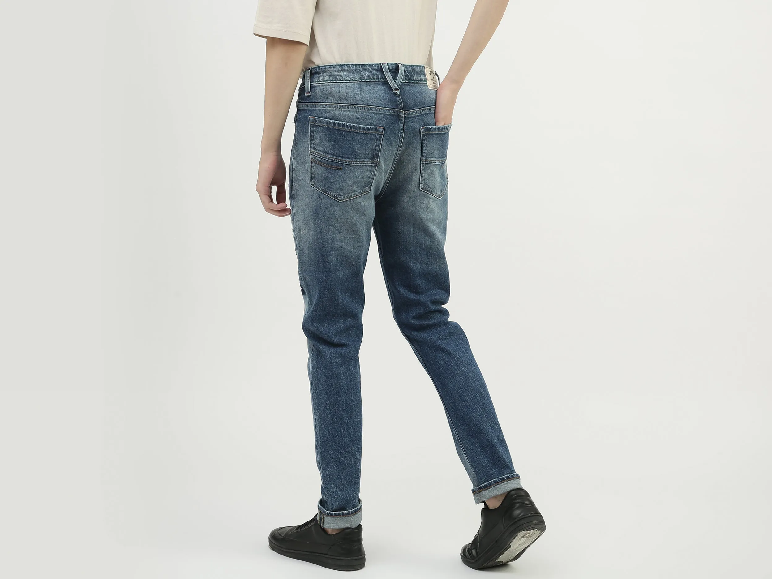 Men Applique Carrot Fit Jeans