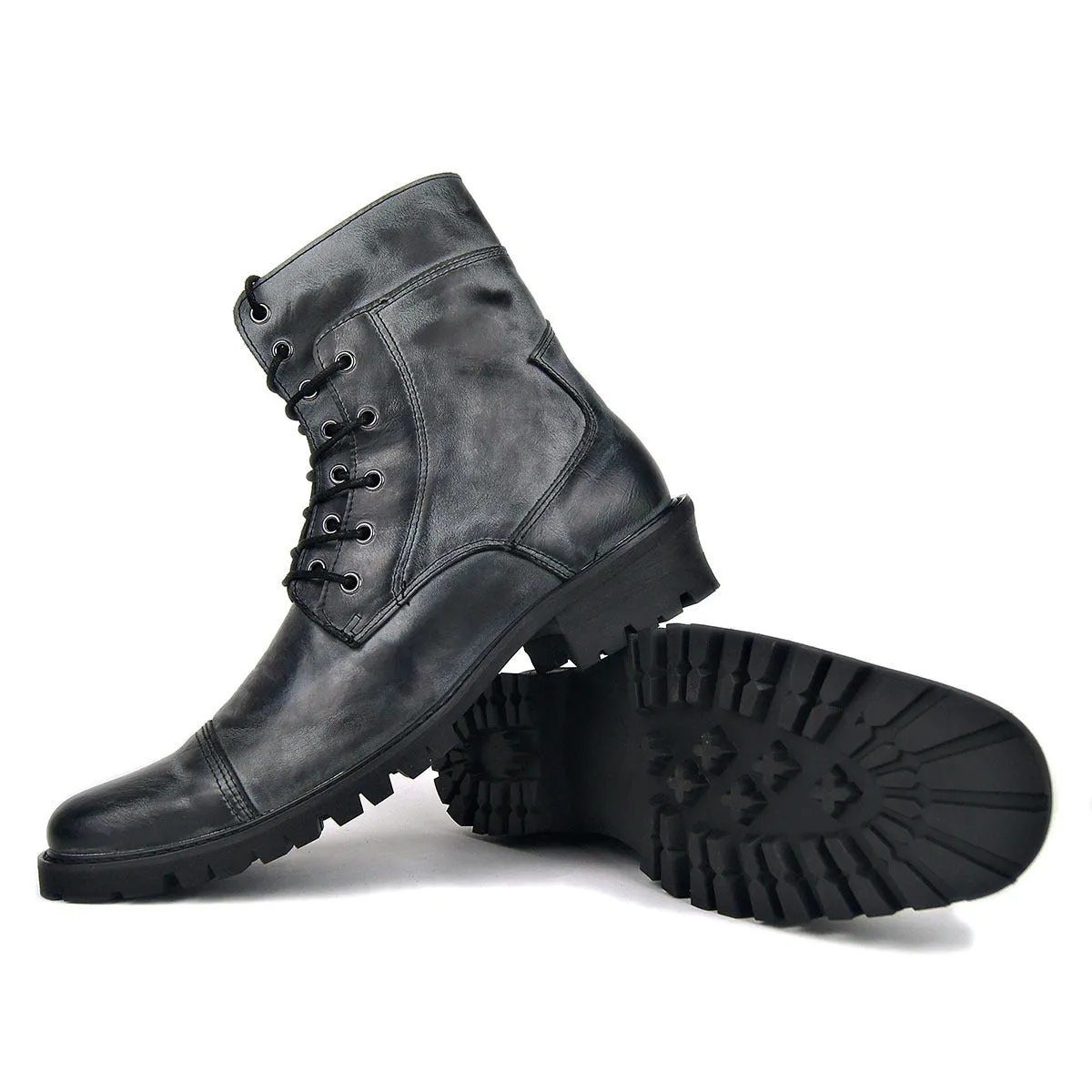 Men deep retro handmade Punk genuine Leather motorcycles Boots Hot Sale Fashion plus size cowboy Boots