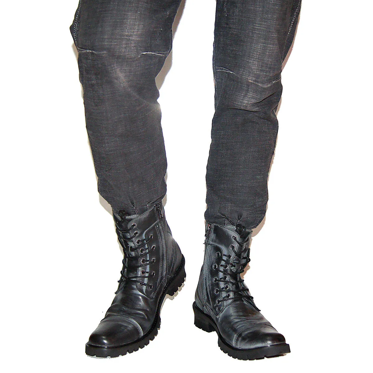Men deep retro handmade Punk genuine Leather motorcycles Boots Hot Sale Fashion plus size cowboy Boots