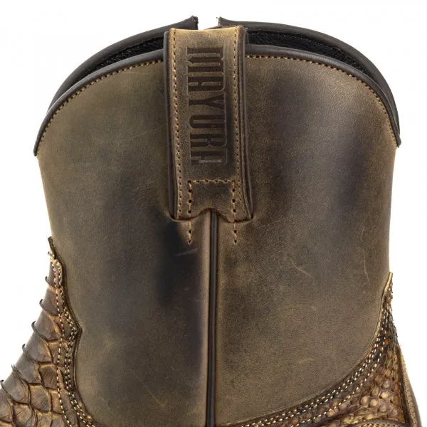 Men's Cowboy Boots or Ankle Boots Handcrafted in Exotic Brown Leather Terra 12 Texanas