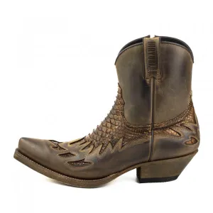 Men's Cowboy Boots or Ankle Boots Handcrafted in Exotic Brown Leather Terra 12 Texanas