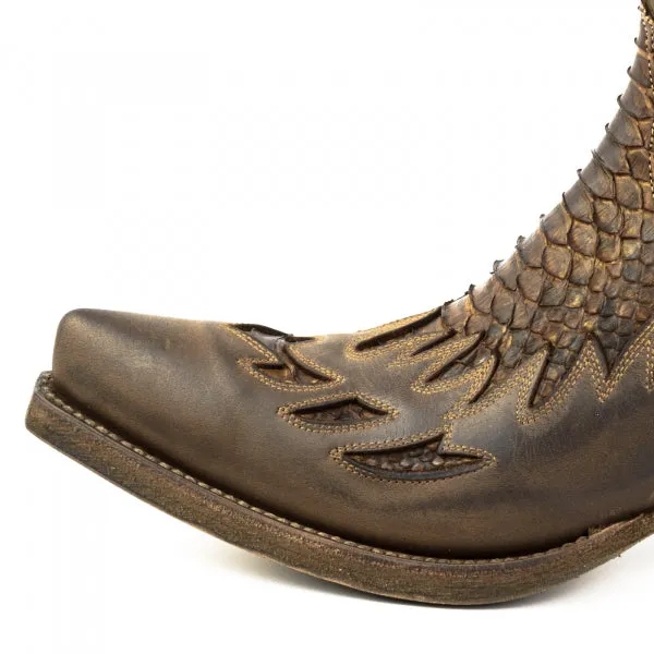 Men's Cowboy Boots or Ankle Boots Handcrafted in Exotic Brown Leather Terra 12 Texanas