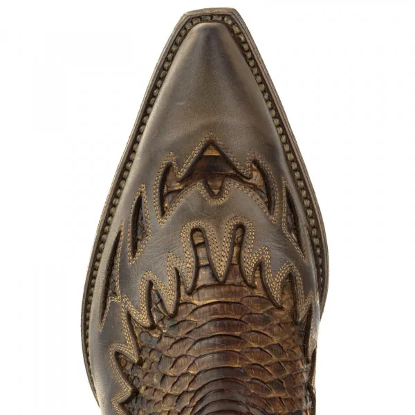 Men's Cowboy Boots or Ankle Boots Handcrafted in Exotic Brown Leather Terra 12 Texanas