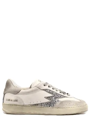 Moa Concept Master Club Deluxe hvit skinn med strass og lys såle
