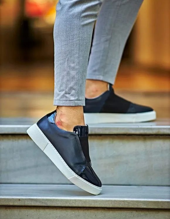 Navy Blue Laceless Slip-On Sneakers