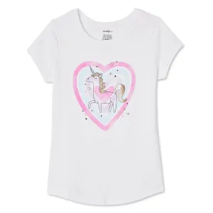 New George Girls' Short Sleeve Screen Tee, Unicorn, Sz S 6