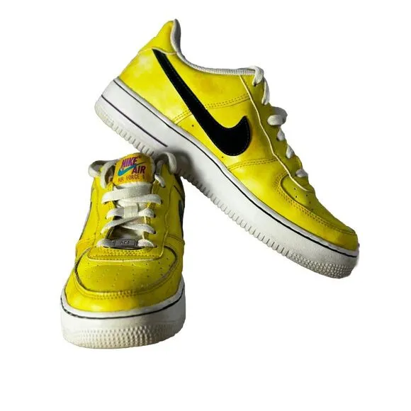 Nike Air Force 1 Low Peace‎ Love and Basketball Size 7Y Yellow Black Women 8.5