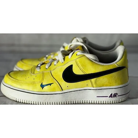 Nike Air Force 1 Low Peace‎ Love and Basketball Size 7Y Yellow Black Women 8.5