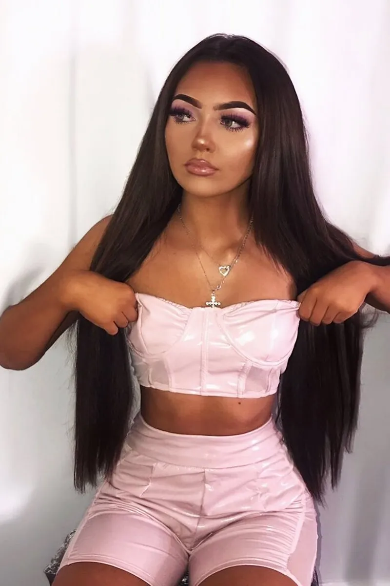 Nude Vinyl Bandeau Cycling Shorts Co-Ord - Giselle