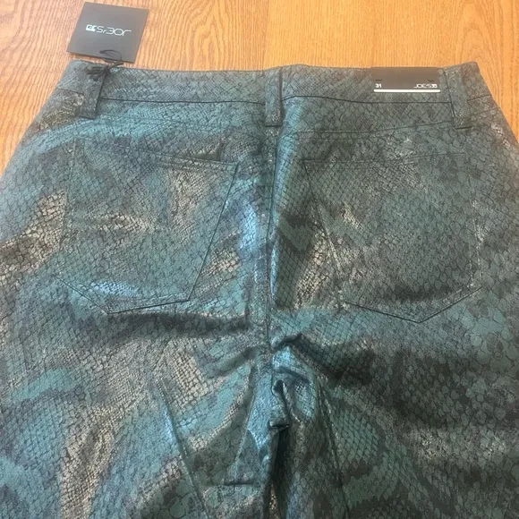NWT Joes Jeans High Rise Straight Leg Crop Green Faux Snake Scaled Bistro 31