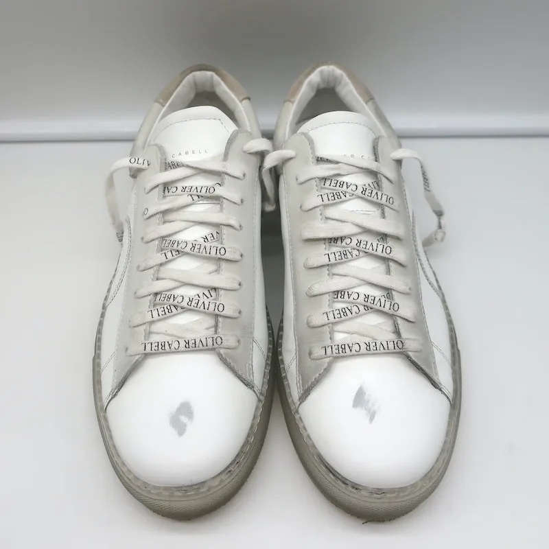 Oliver Cabell Low 1 Sneakers White Distressed Leather Size 41