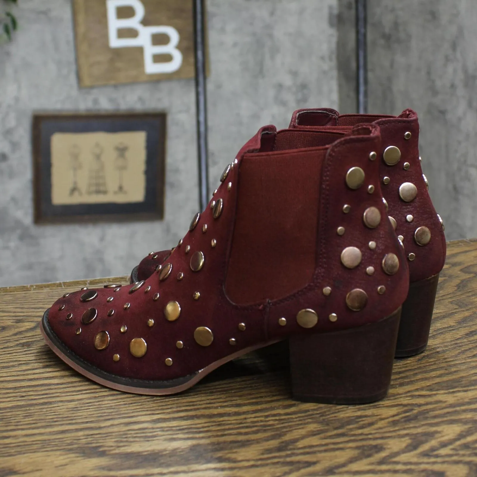 Olivia Miller Ward Women's Ankle Booties Boots WARDBURGUNDY Burgundy Red 6M