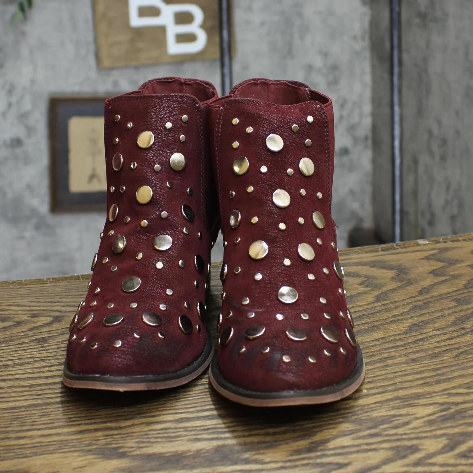 Olivia Miller Ward Women's Ankle Booties Boots WARDBURGUNDY Burgundy Red 6M