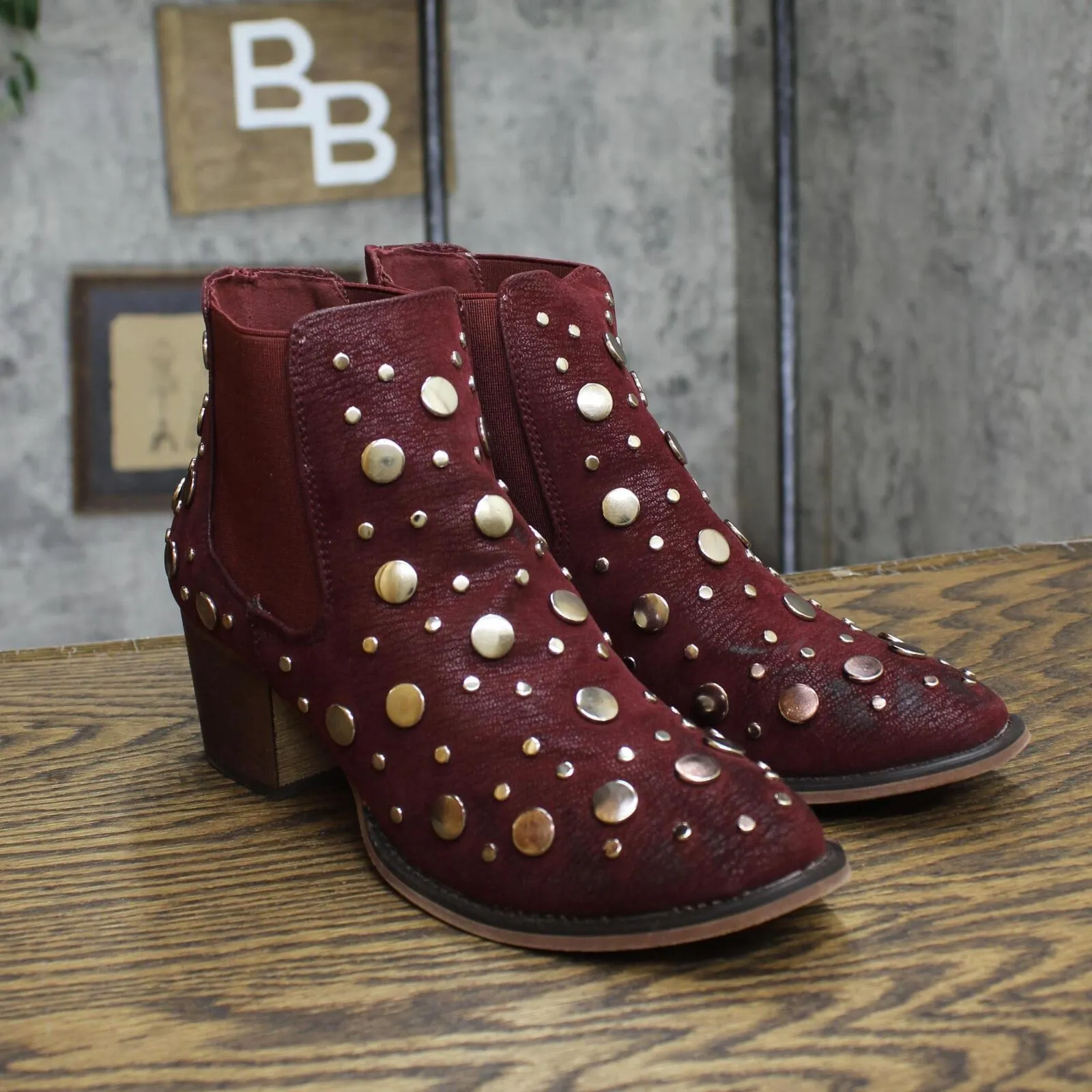 Olivia Miller Ward Women's Ankle Booties Boots WARDBURGUNDY Burgundy Red 6M