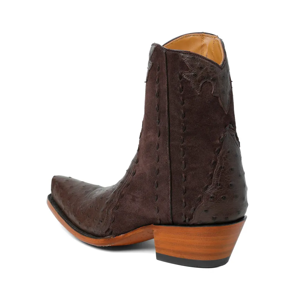 Ostrich Ankle Zipper - Nicotine