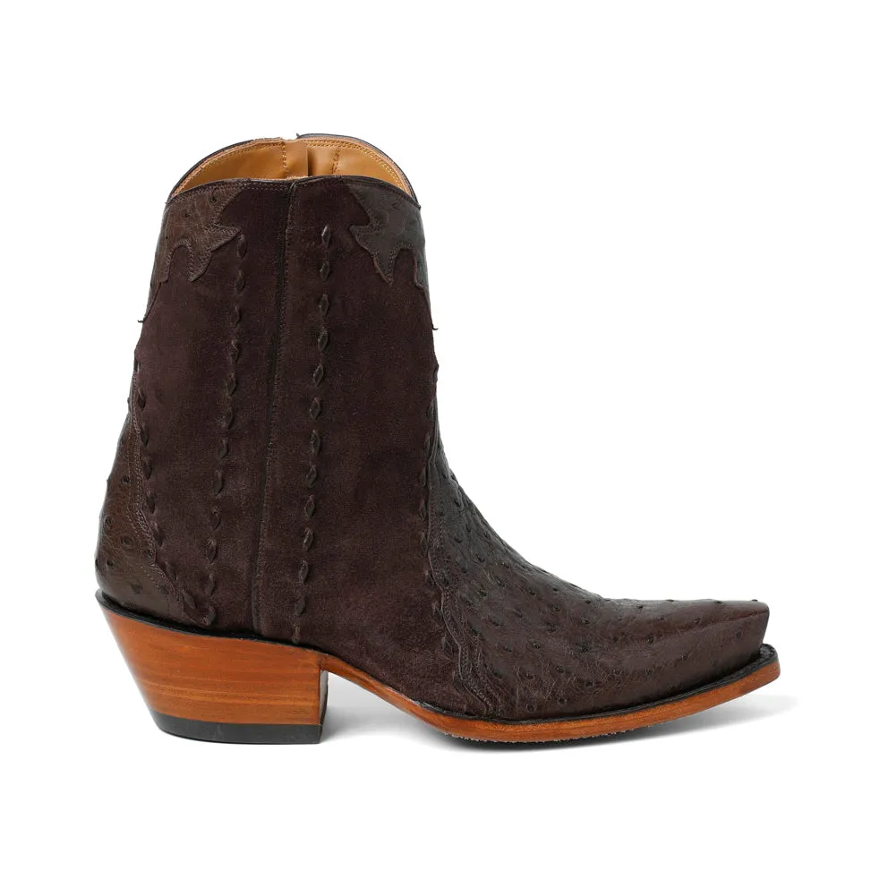 Ostrich Ankle Zipper - Nicotine
