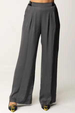 Pantaloni Palazzo con Dettagli In Velluto
