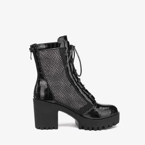 Petite Size Block Chunky Mid Heel Short Boots AS259