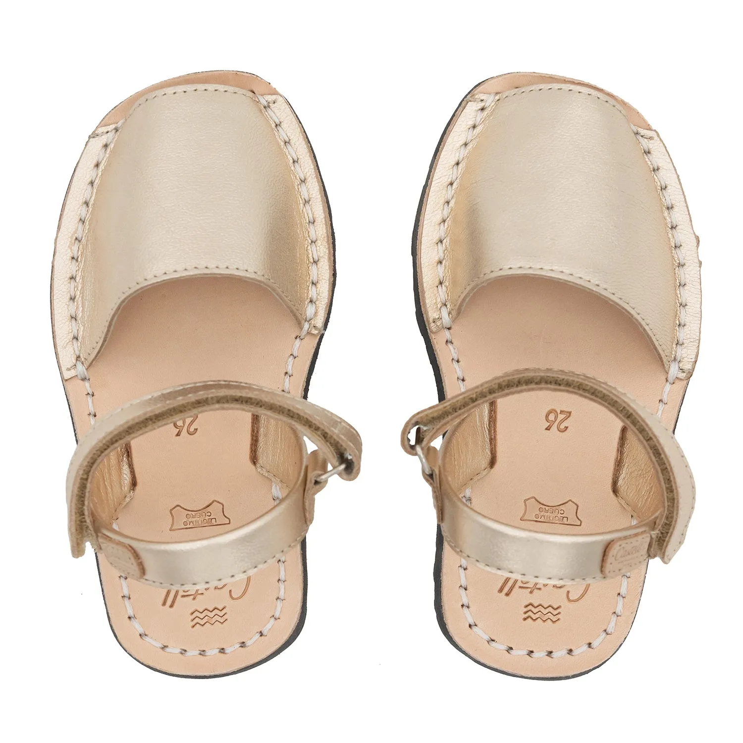 Plain Leather Menorcan Sandal For Kids - Iker 1002 Metallic - MK