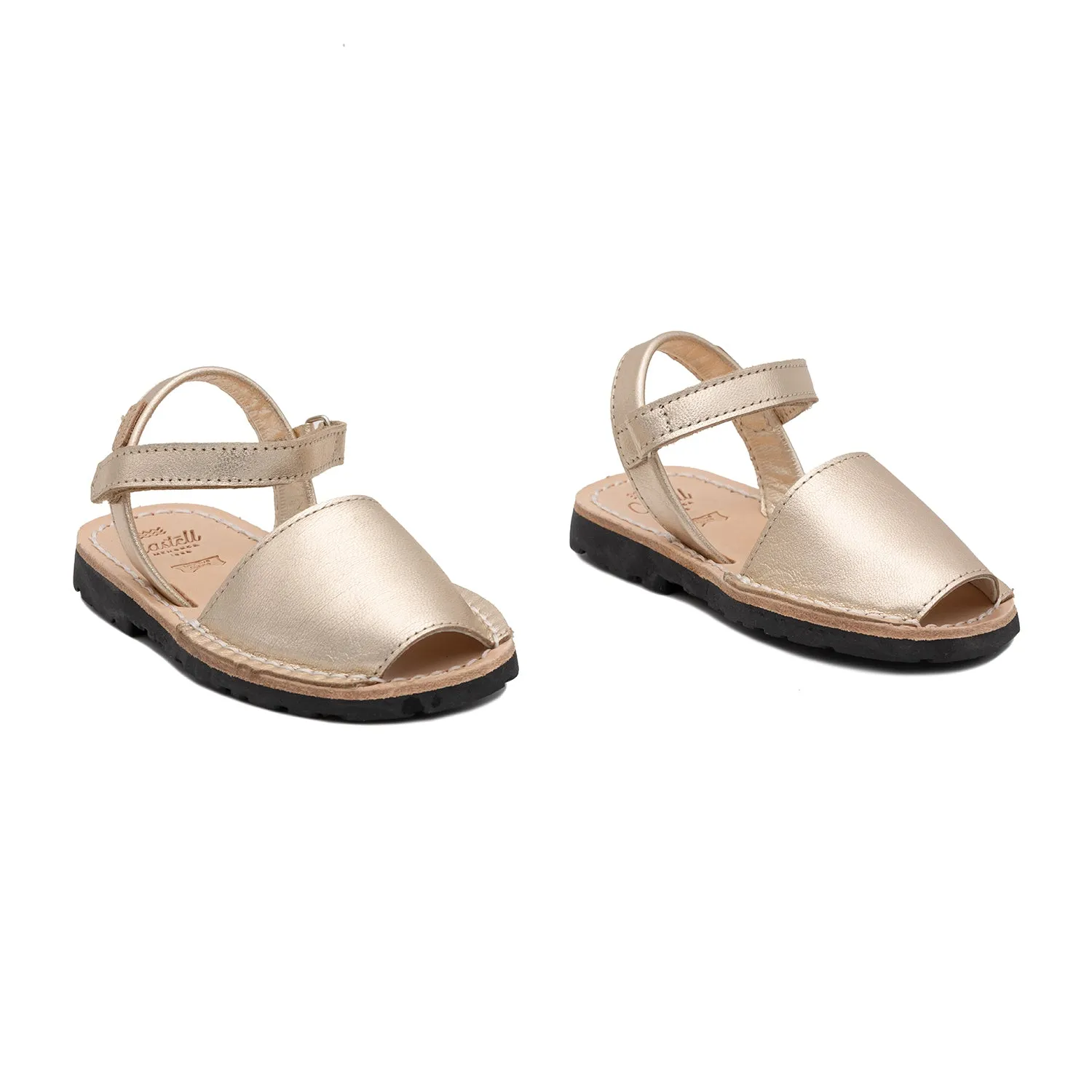 Plain Leather Menorcan Sandal For Kids - Iker 1002 Metallic - MK