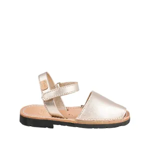 Plain Leather Menorcan Sandal For Kids - Iker 1002 Metallic - MK