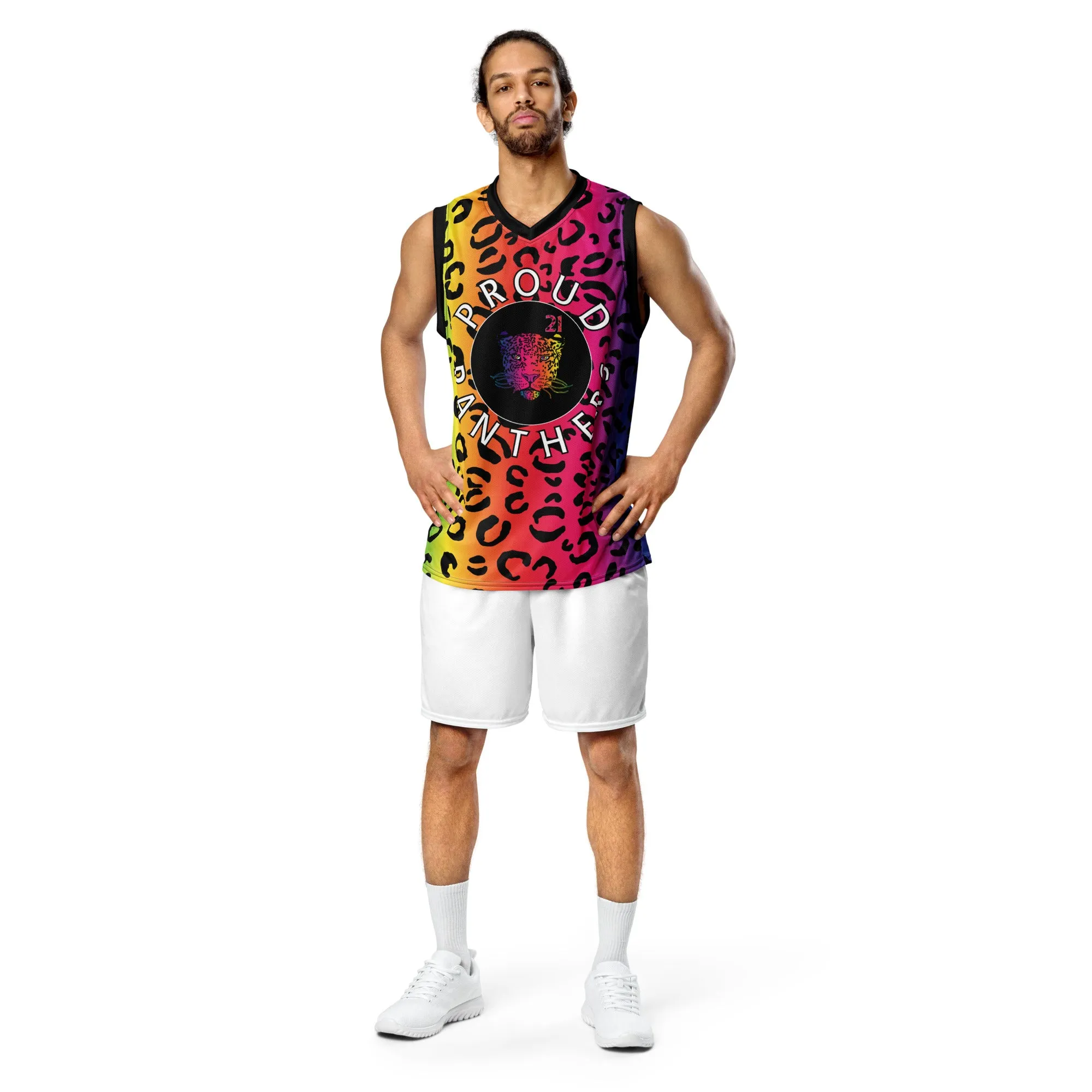 Proud Panther Recycled unisex basketball jersey